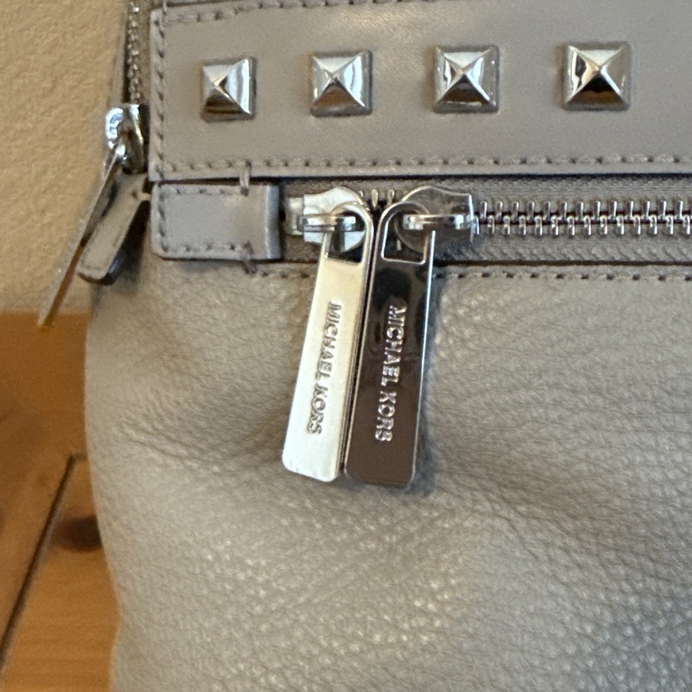 Michael Kors Rhea Medium Studded Grey Leather Backpack - Picture 4 of 14